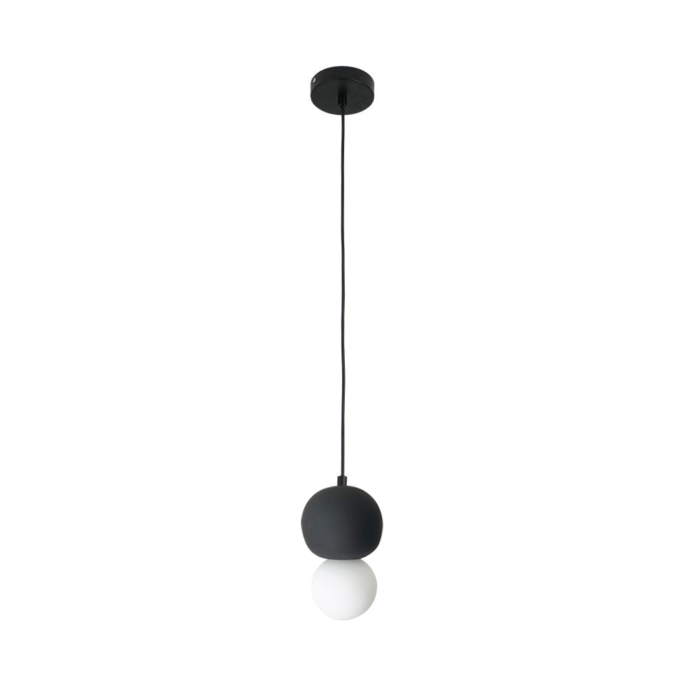 Modern Sandstone and Opal Glass Sphere Pendant Light for Minimalist Interior Decor