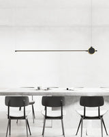 minimalist-led-linear-pendant-light-with-gold-sphere-trim-for-dining-room