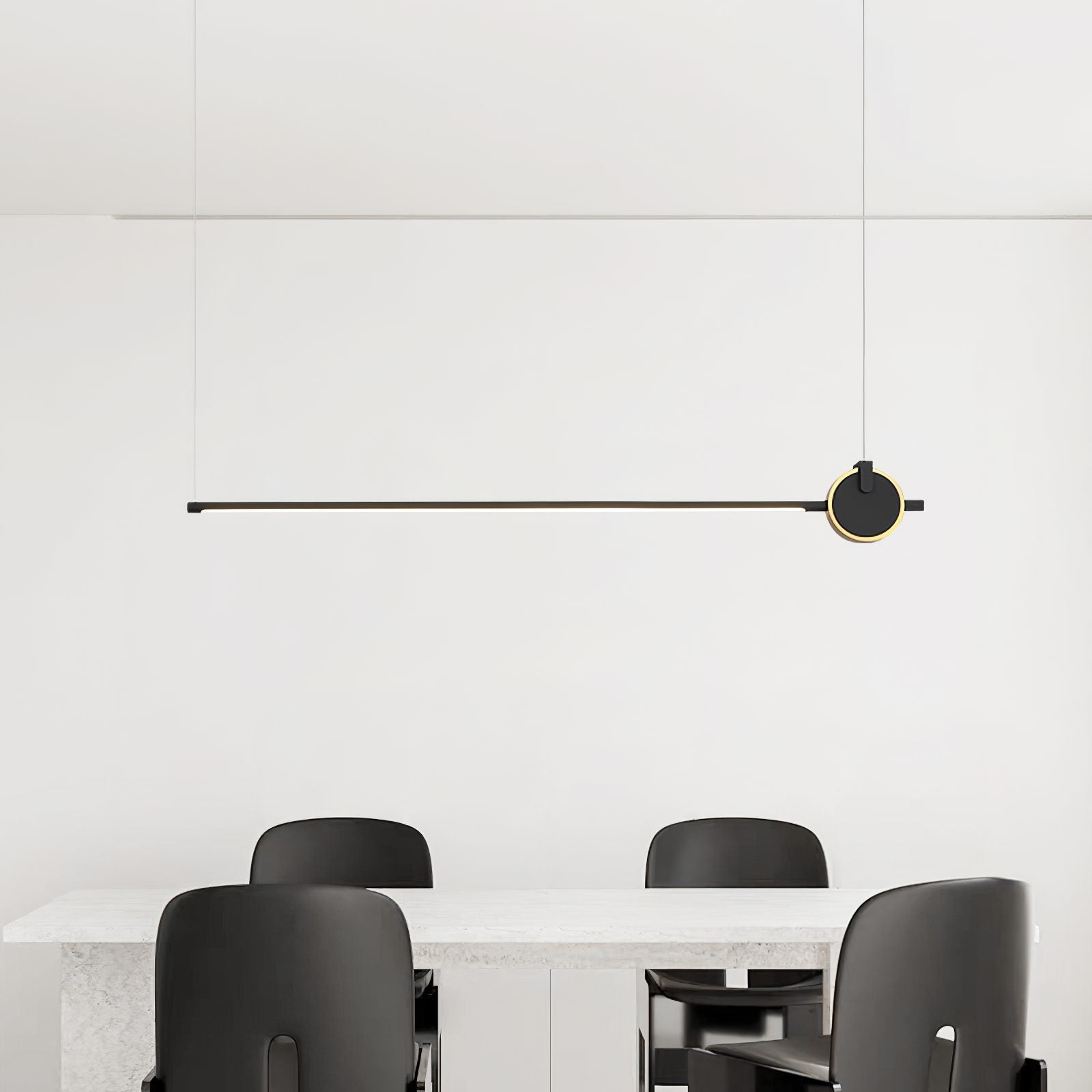 minimalist-led-linear-pendant-light-with-gold-sphere-trim-for-dining-room