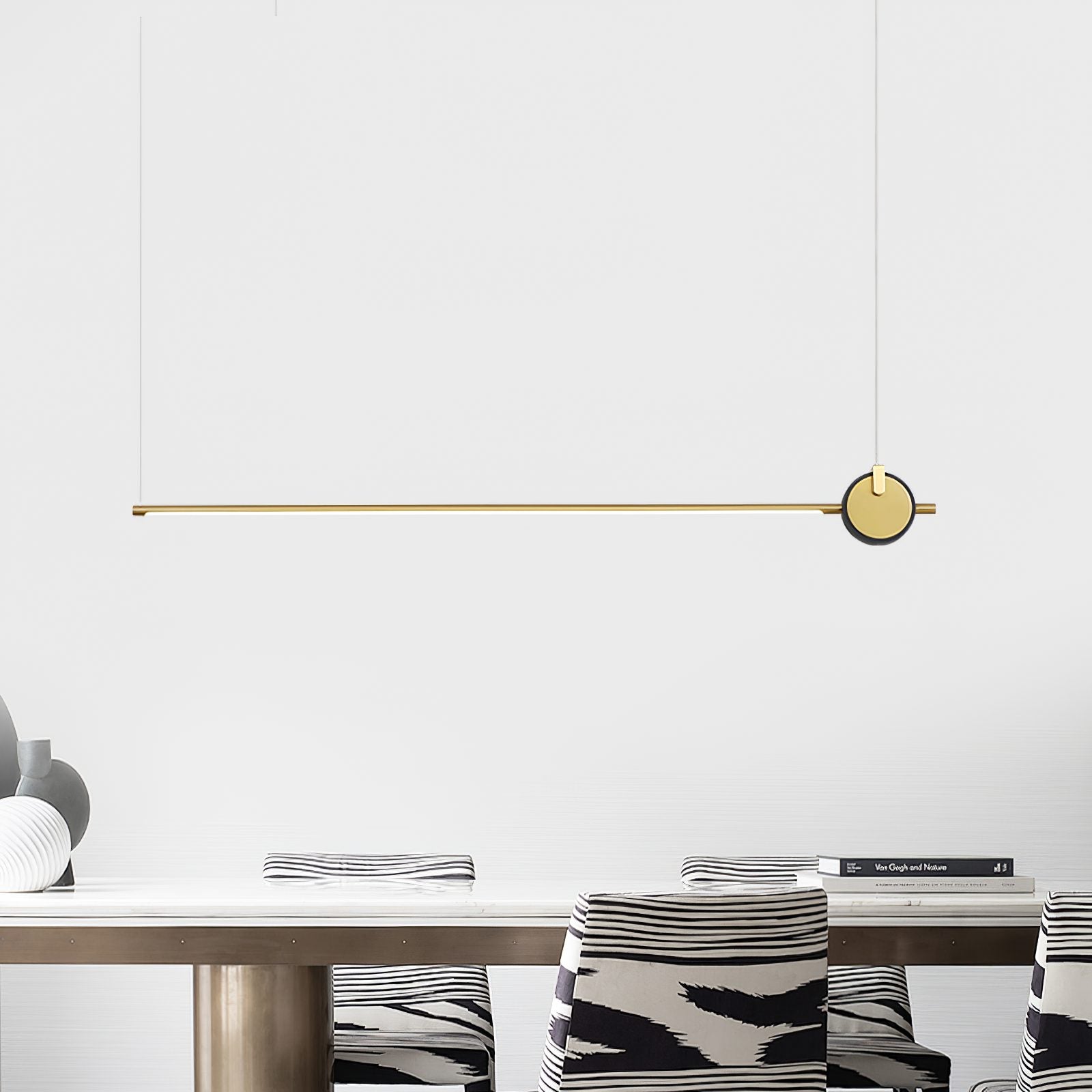 minimalist-led-linear-pendant-light-with-gold-sphere-trim-for-dining-room