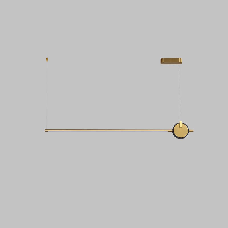 minimalist-led-linear-pendant-light-with-gold-sphere-trim-for-dining-room