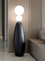 Modern Orion Sphere Floor Lamp Minimalist Black and White Glass Globe Standing Light