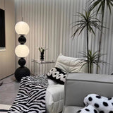 Modern Orion Sphere Floor Lamp Minimalist Black and White Glass Globe Standing Light