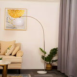 Mid Century Modern Arch Floor Lamp with Glass Dome Shade and Solid Marble Base