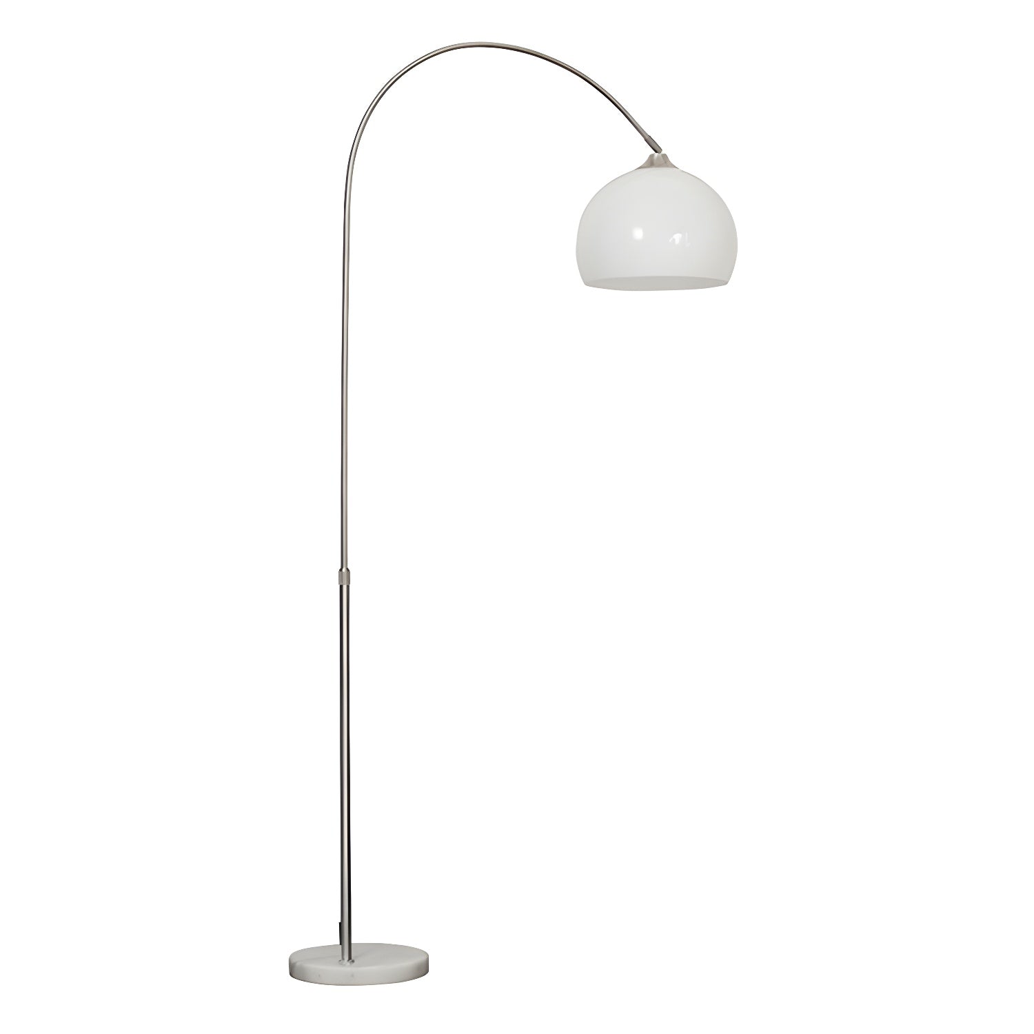 Mid Century Modern Arch Floor Lamp with Glass Dome Shade and Solid Marble Base