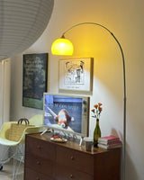 Mid Century Modern Arch Floor Lamp with Glass Dome Shade and Solid Marble Base