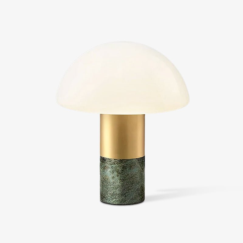 Orly Modern Marble and Frosted Glass Dome Table Lamp with Gold Base for Desk and Bedside