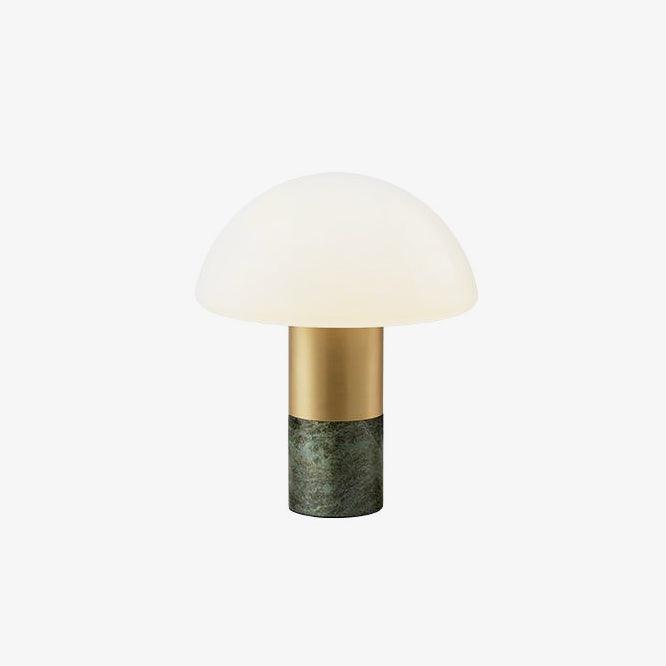 Orly Modern Marble and Frosted Glass Dome Table Lamp with Gold Base for Desk and Bedside