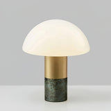 Orly Modern Marble and Frosted Glass Dome Table Lamp with Gold Base for Desk and Bedside