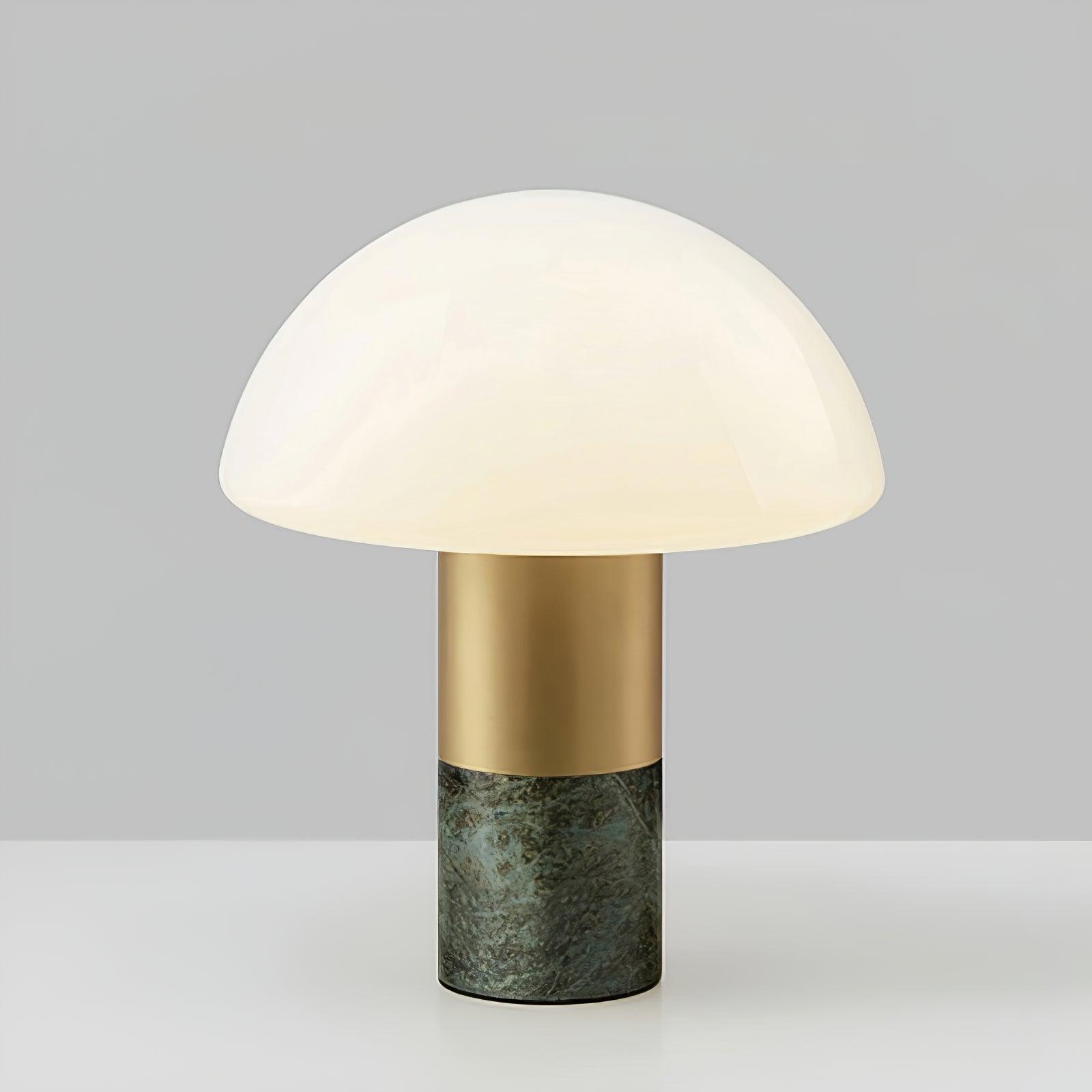 Orly Modern Marble and Frosted Glass Dome Table Lamp with Gold Base for Desk and Bedside