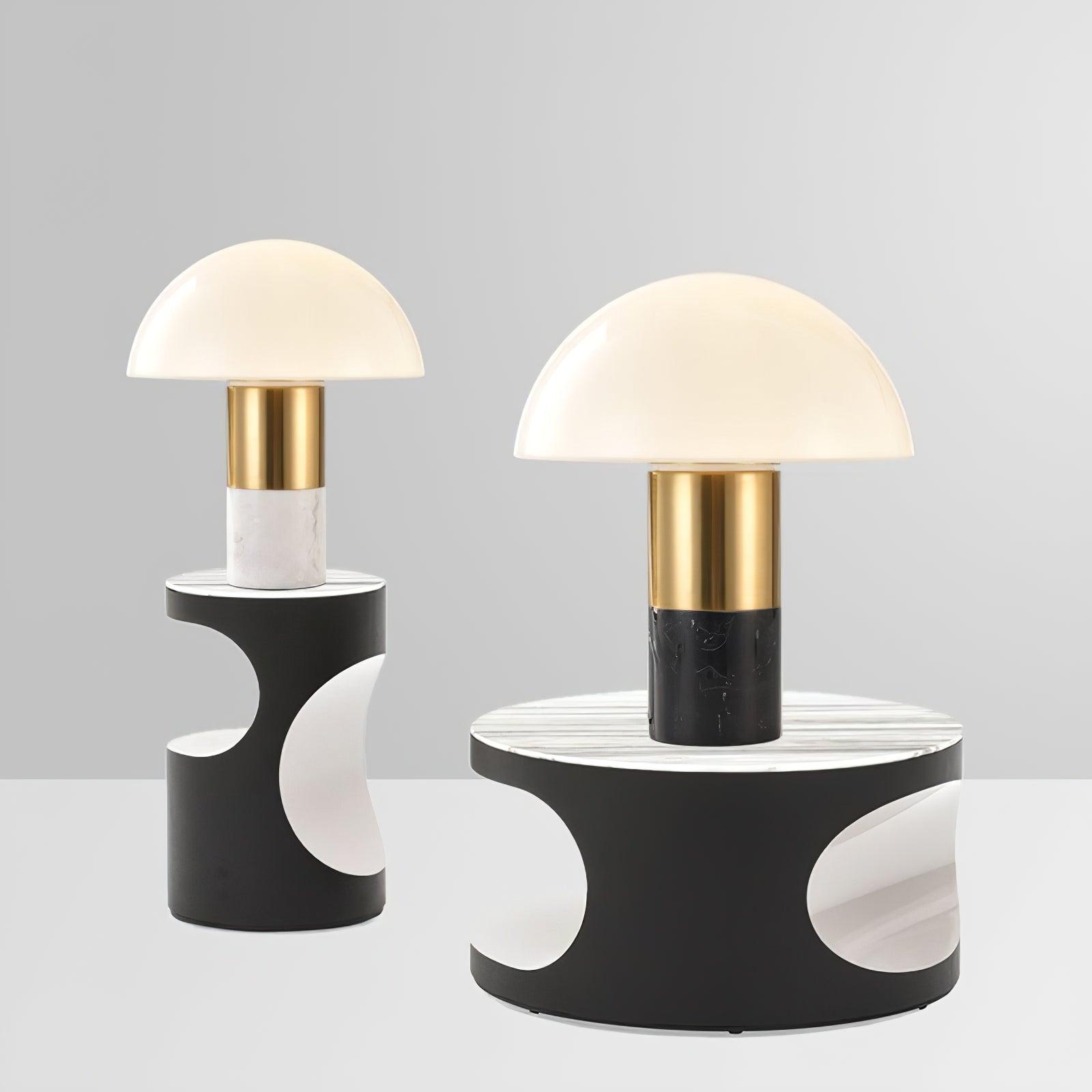 Orly Modern Marble and Frosted Glass Dome Table Lamp with Gold Base for Desk and Bedside