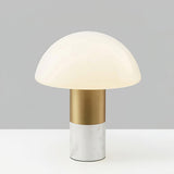 Orly Modern Marble and Frosted Glass Dome Table Lamp with Gold Base for Desk and Bedside