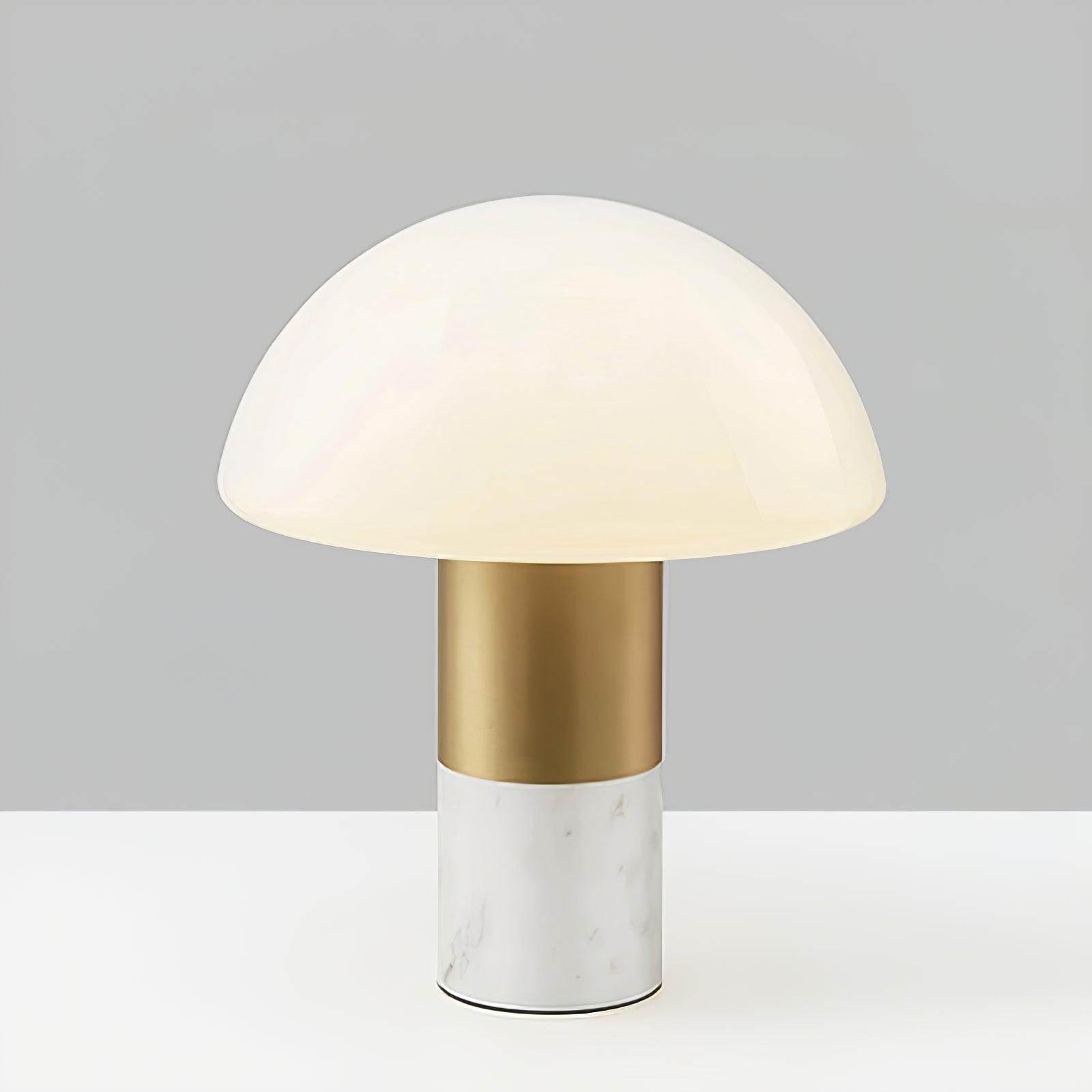 Orly Modern Marble and Frosted Glass Dome Table Lamp with Gold Base for Desk and Bedside