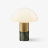 Orly Modern Marble and Frosted Glass Dome Table Lamp with Gold Base for Desk and Bedside