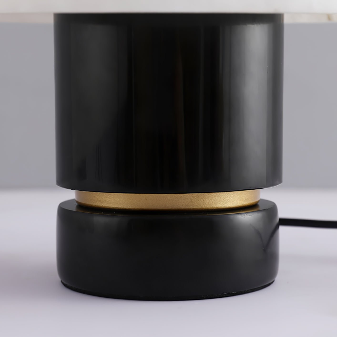 Modern Brass and Marble Table Lamp with Hand Cut Alabaster Stone Shade Elegant Desk Lighting