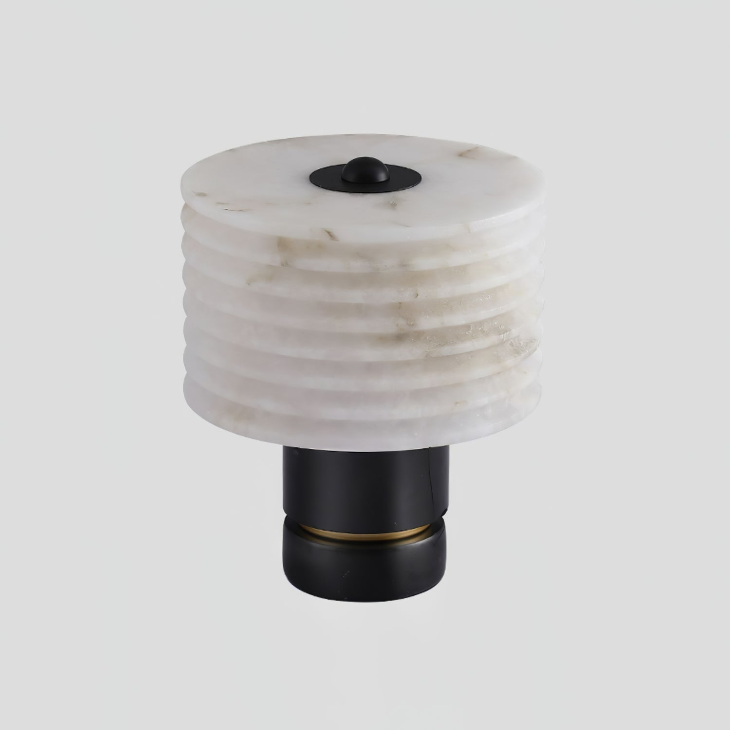 Modern Brass and Marble Table Lamp with Hand Cut Alabaster Stone Shade Elegant Desk Lighting