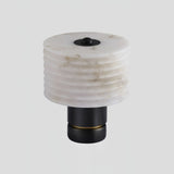 Modern Brass and Marble Table Lamp with Hand Cut Alabaster Stone Shade Elegant Desk Lighting
