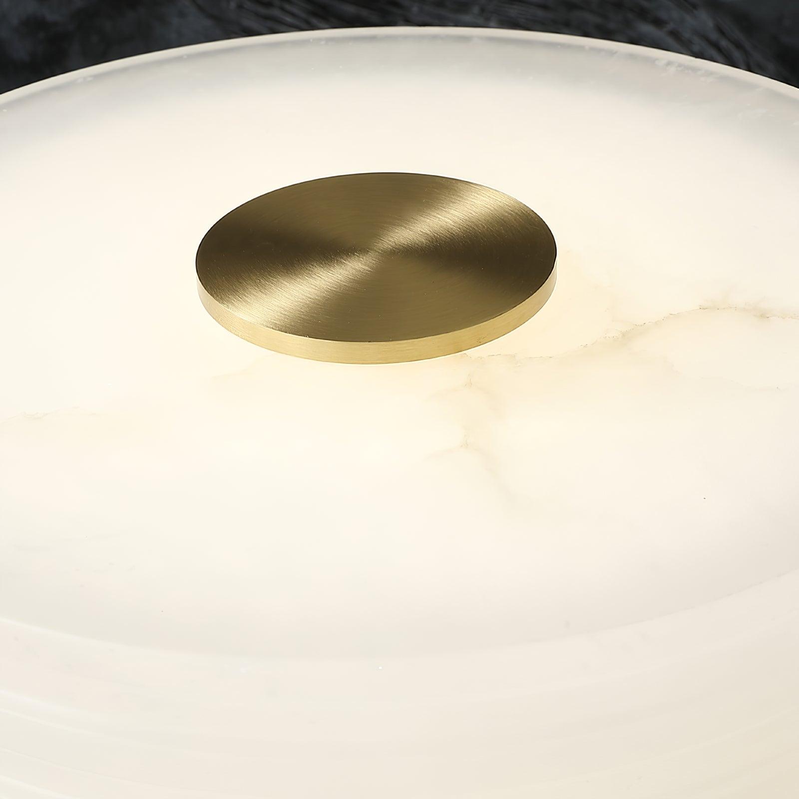 Modern Brass and Marble Table Lamp with Hand Cut Alabaster Stone Shade Elegant Desk Lighting