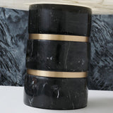 Modern Brass and Marble Table Lamp with Hand Cut Alabaster Stone Shade Elegant Desk Lighting