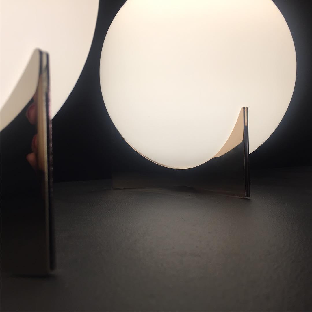 Contemporary Geometric Metal Table Lamp with White Spherical Glass Shade