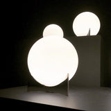 Contemporary Geometric Metal Table Lamp with White Spherical Glass Shade
