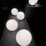 Contemporary Geometric Metal Table Lamp with White Spherical Glass Shade