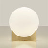 Contemporary Geometric Metal Table Lamp with White Spherical Glass Shade