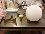 Contemporary Geometric Metal Table Lamp with White Spherical Glass Shade