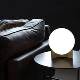 Contemporary Geometric Metal Table Lamp with White Spherical Glass Shade