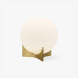 Contemporary Geometric Metal Table Lamp with White Spherical Glass Shade