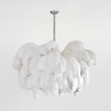 Natural Ostrich Feather Gasolier Chandelier with Polished Brass Frame for Luxury Interiors