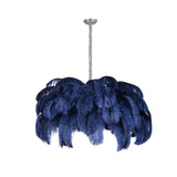 Natural Ostrich Feather Gasolier Chandelier with Polished Brass Frame for Luxury Interiors