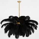 Natural Ostrich Feather Gasolier Chandelier with Polished Brass Frame for Luxury Interiors
