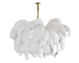 Natural Ostrich Feather Gasolier Chandelier with Polished Brass Frame for Luxury Interiors