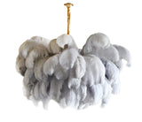 Natural Ostrich Feather Gasolier Chandelier with Polished Brass Frame for Luxury Interiors