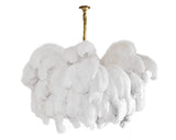 Natural Ostrich Feather Gasolier Chandelier with Polished Brass Frame for Luxury Interiors