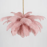 Natural Ostrich Feather Gasolier Chandelier with Polished Brass Frame for Luxury Interiors