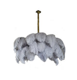 Natural Ostrich Feather Gasolier Chandelier with Polished Brass Frame for Luxury Interiors
