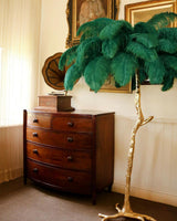 Luxurious Ostrich Feather Floor Lamp with Polished Brass Base Elegant Gold Standing Light for Living Room