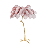 Luxurious Ostrich Feather Floor Lamp with Polished Brass Base Elegant Gold Standing Light for Living Room
