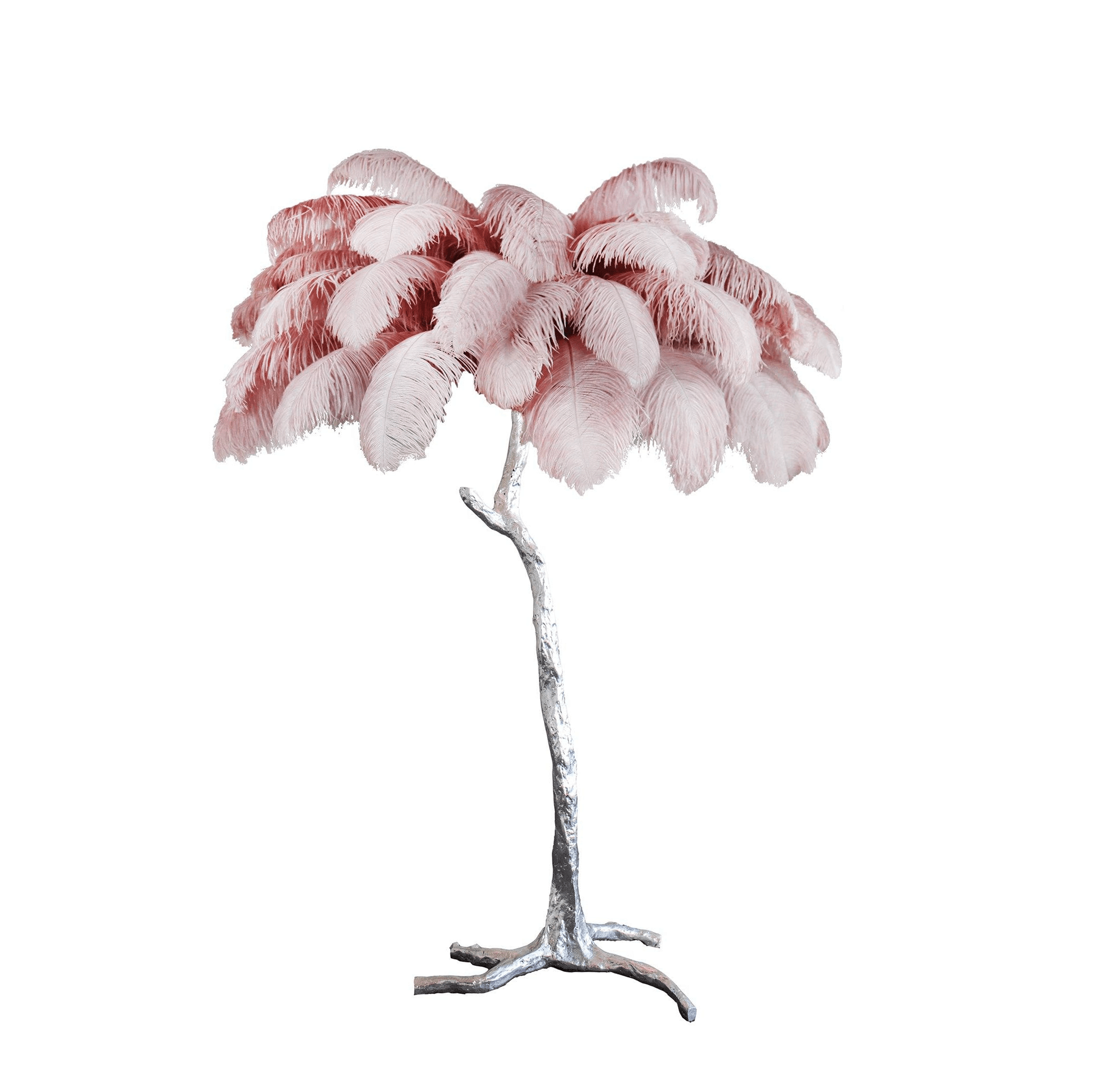 Luxurious Ostrich Feather Floor Lamp with Polished Brass Base Elegant Gold Standing Light for Living Room