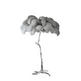 Luxurious Ostrich Feather Floor Lamp with Polished Brass Base Elegant Gold Standing Light for Living Room