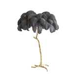 Luxurious Ostrich Feather Floor Lamp with Polished Brass Base Elegant Gold Standing Light for Living Room