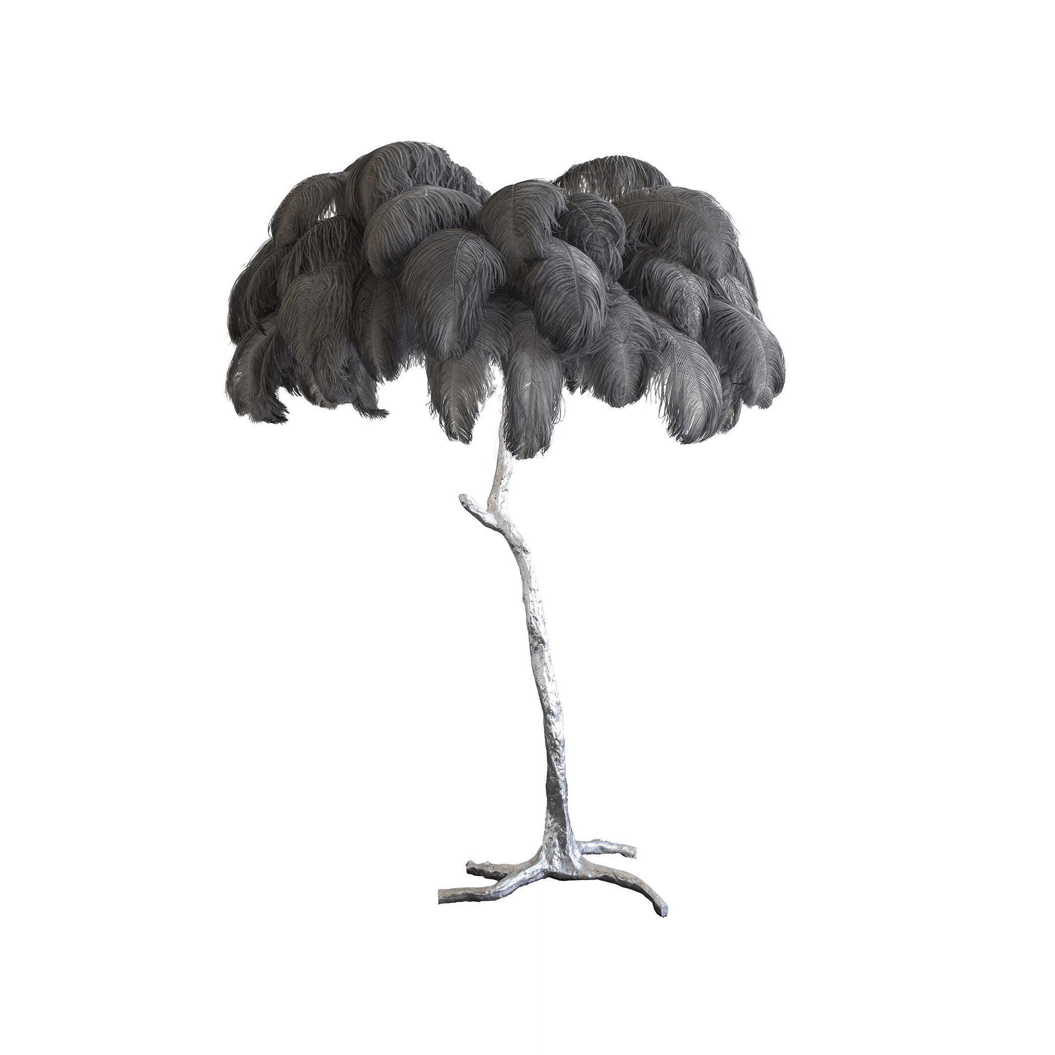 Luxurious Ostrich Feather Floor Lamp with Polished Brass Base Elegant Gold Standing Light for Living Room