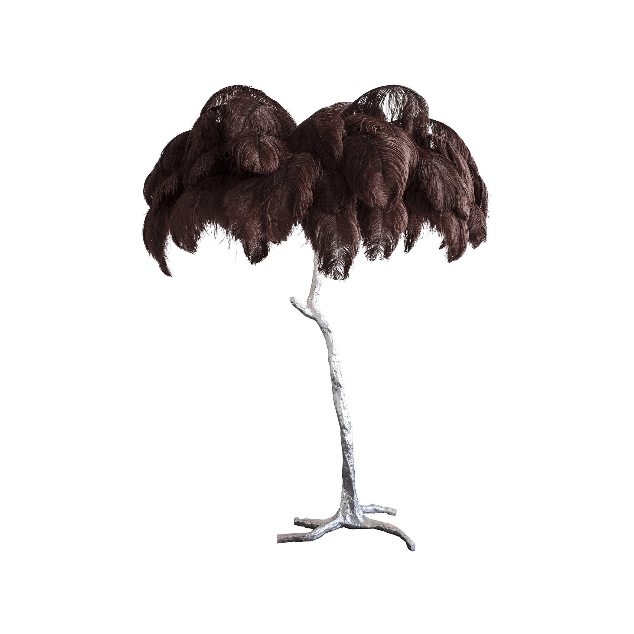 Luxurious Ostrich Feather Floor Lamp with Polished Brass Base Elegant Gold Standing Light for Living Room