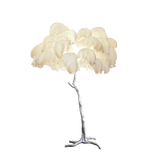 Luxurious Ostrich Feather Floor Lamp with Polished Brass Base Elegant Gold Standing Light for Living Room