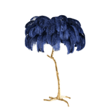 Luxurious Ostrich Feather Floor Lamp with Polished Brass Base Elegant Gold Standing Light for Living Room