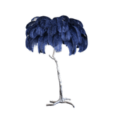 Luxurious Ostrich Feather Floor Lamp with Polished Brass Base Elegant Gold Standing Light for Living Room