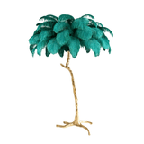Luxurious Ostrich Feather Floor Lamp with Polished Brass Base Elegant Gold Standing Light for Living Room