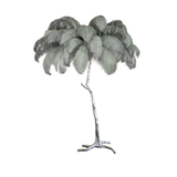 Luxurious Ostrich Feather Floor Lamp with Polished Brass Base Elegant Gold Standing Light for Living Room